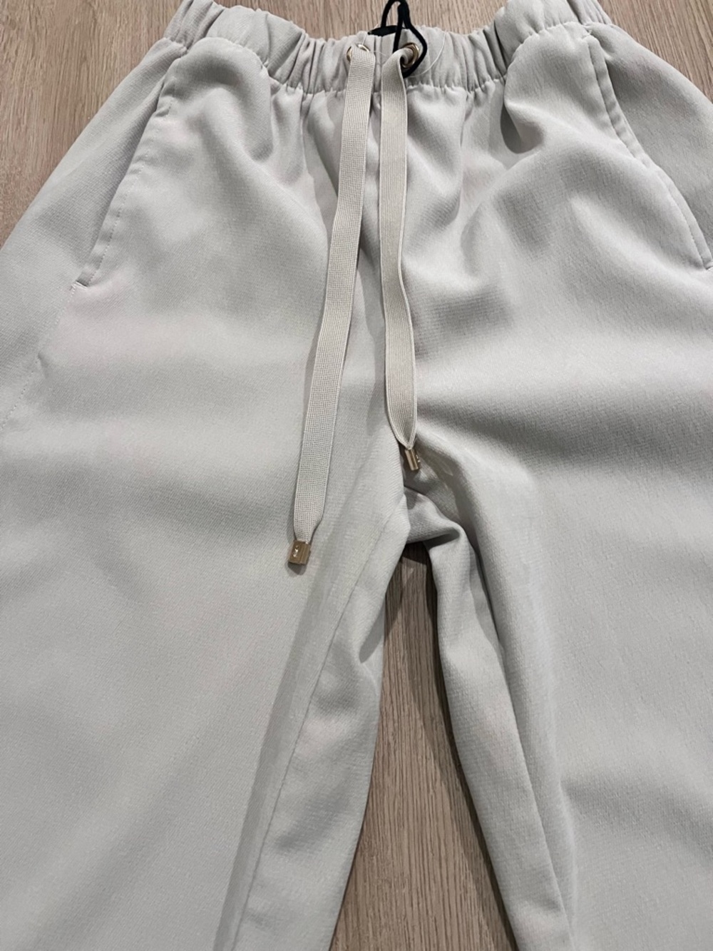 Zara Cream Wide-Leg Drawstring Pants - Picture 8 of 11